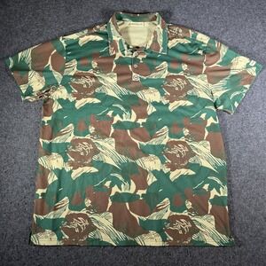 Warrior Mens Camo Performance Polo Shirt 2XL Green Brown Brushstroke Camouflage